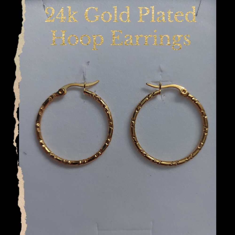 24k Gold Plated Hoop Earrings
